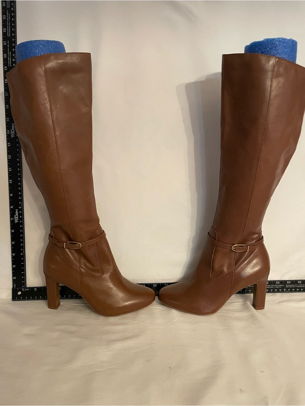 Naturalizer Tall Brown Leather Block Heel Boots